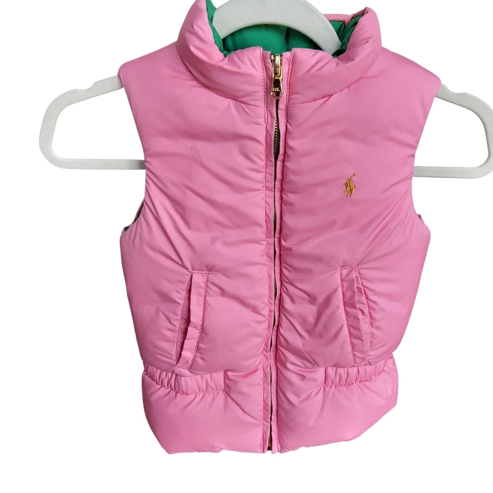Ralph Lauren Vest 6X Girls Reversible Pink Green ***read